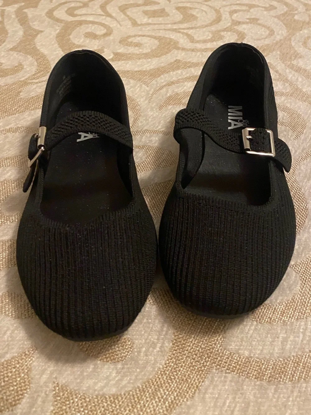 MIA Girl Black Knit Mary Jane Flats Buckle Strap Comfort Shoes Size 8